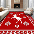 Winter Reindeer Snowflake Scene Rug