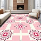 Pink Cream Floral Medallion Pattern Rug