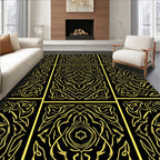 Abstract Gold With Black Symmetry Rug