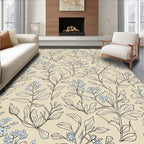 Delicate Blue Floral Botanical Pattern Rug