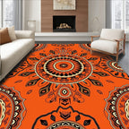 Bold Orange Mandala Pattern Rug