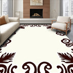 Ornate Scrollwork Floral Corner Border Rug