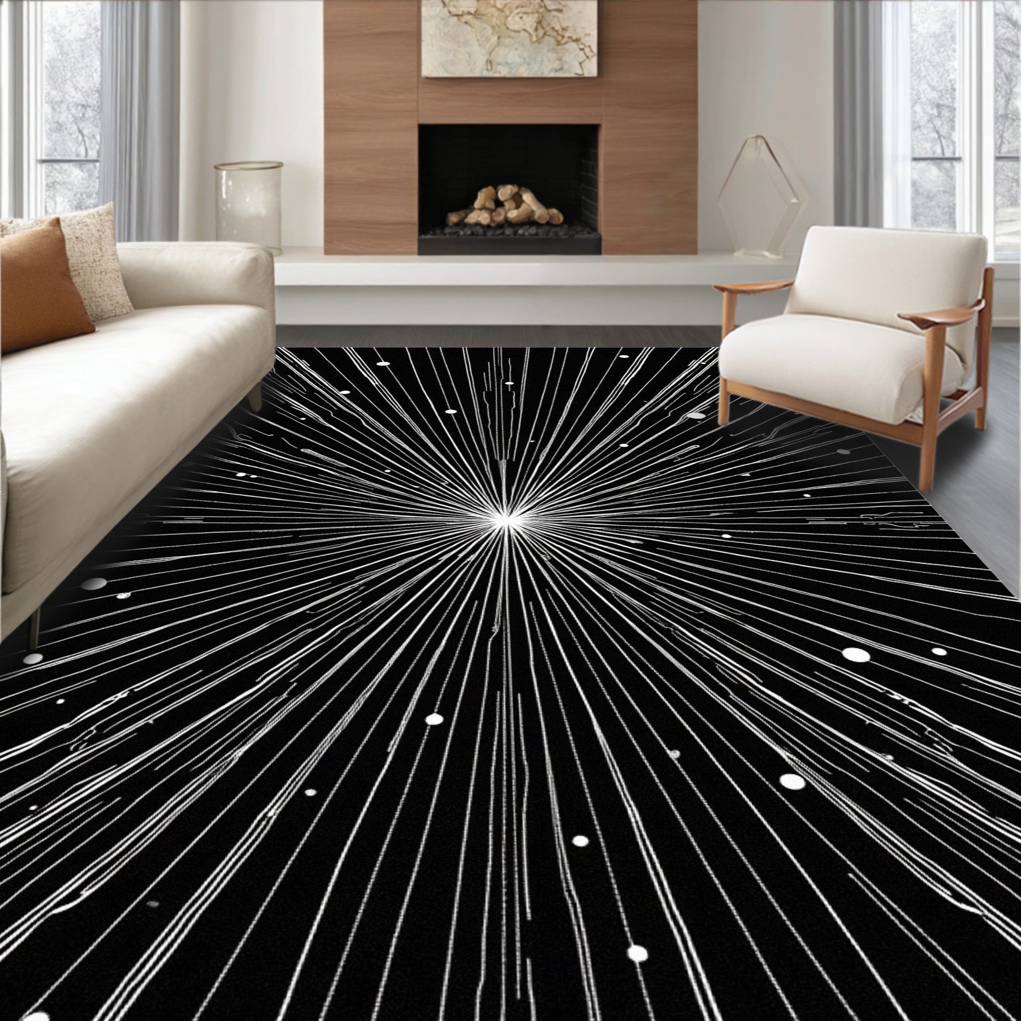 Retro Starburst Graphic Pattern Rug