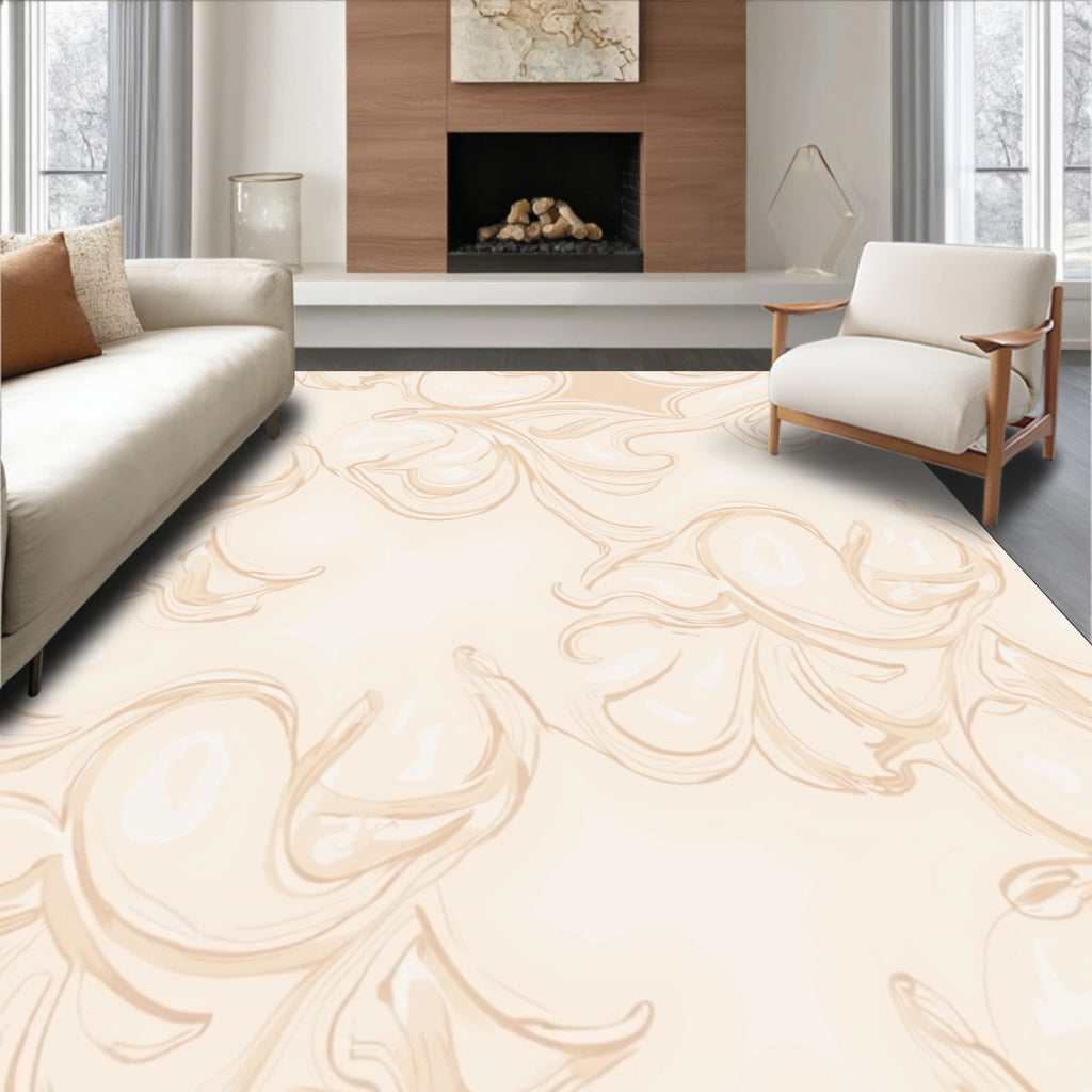 Swirl Pattern Cream Abstract Rug