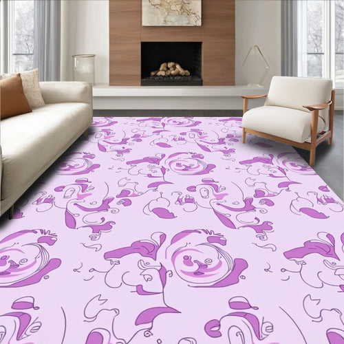 Abstract Pink Purple Whimsical Faces Rug