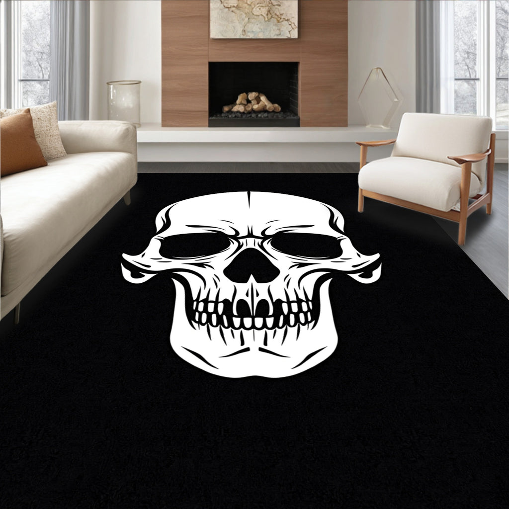 White Skull Pattern Statement Rug