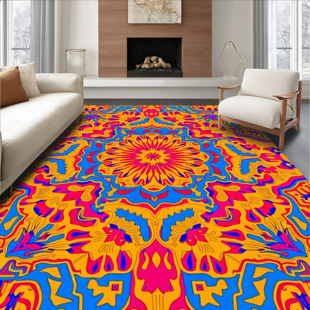 Vibrant Geometric Mandala Pattern Rug