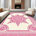 Radiant Sunburst Geometric Border Rug