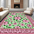 Floral Patterned Deco Border Rug