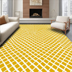 Golden Grid Abstract Pattern Rug