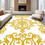 Ornate Gold Scrollwork Pattern Rug