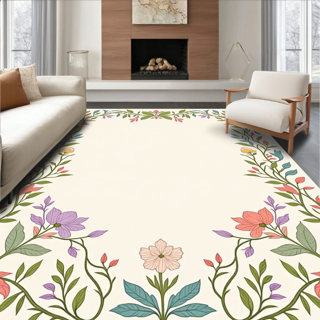 Vining Floral Nature Patterned Rug