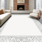 Ornate Scrollwork Classic Border Design Rug
