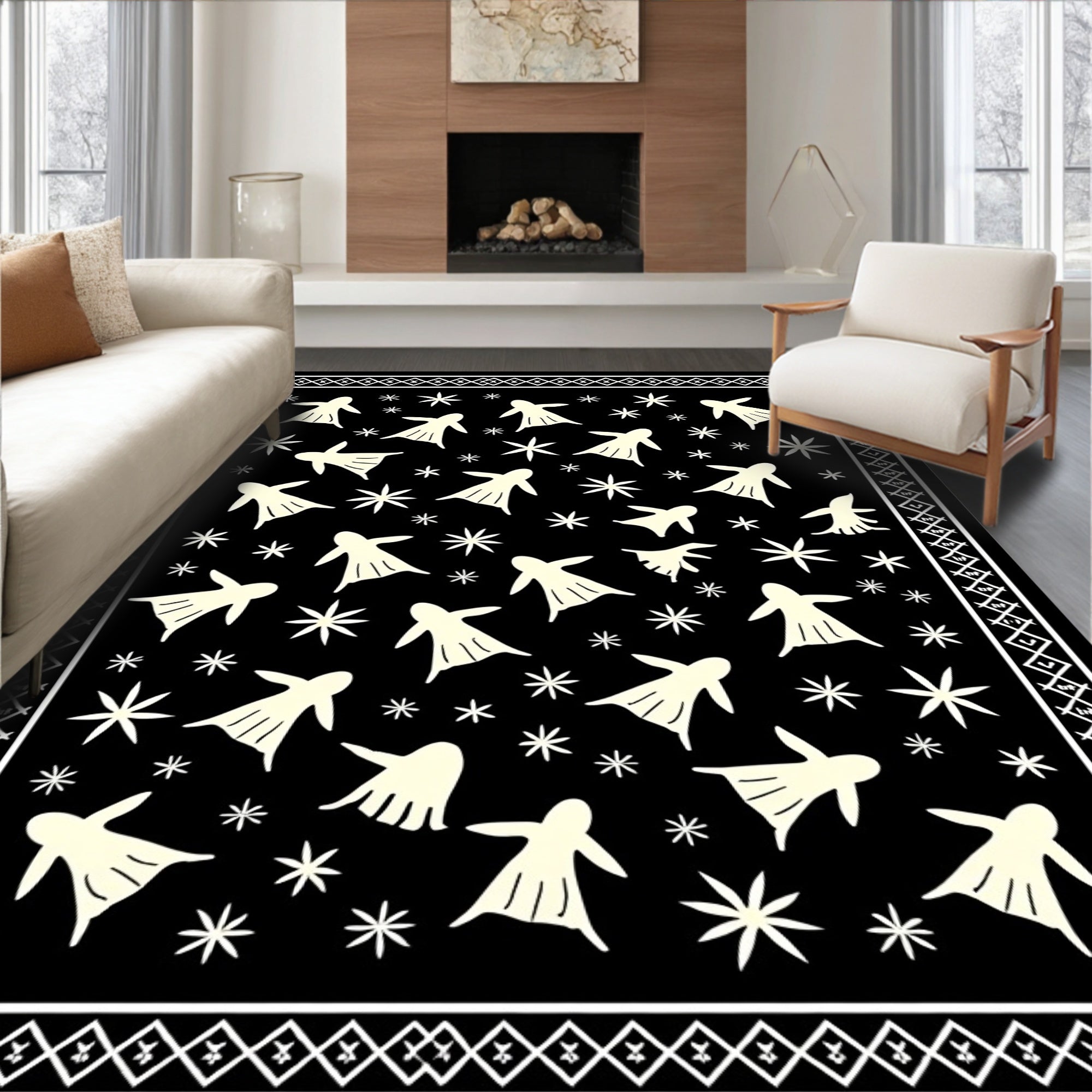 Whimsical Figure Starburst Pattern Rug