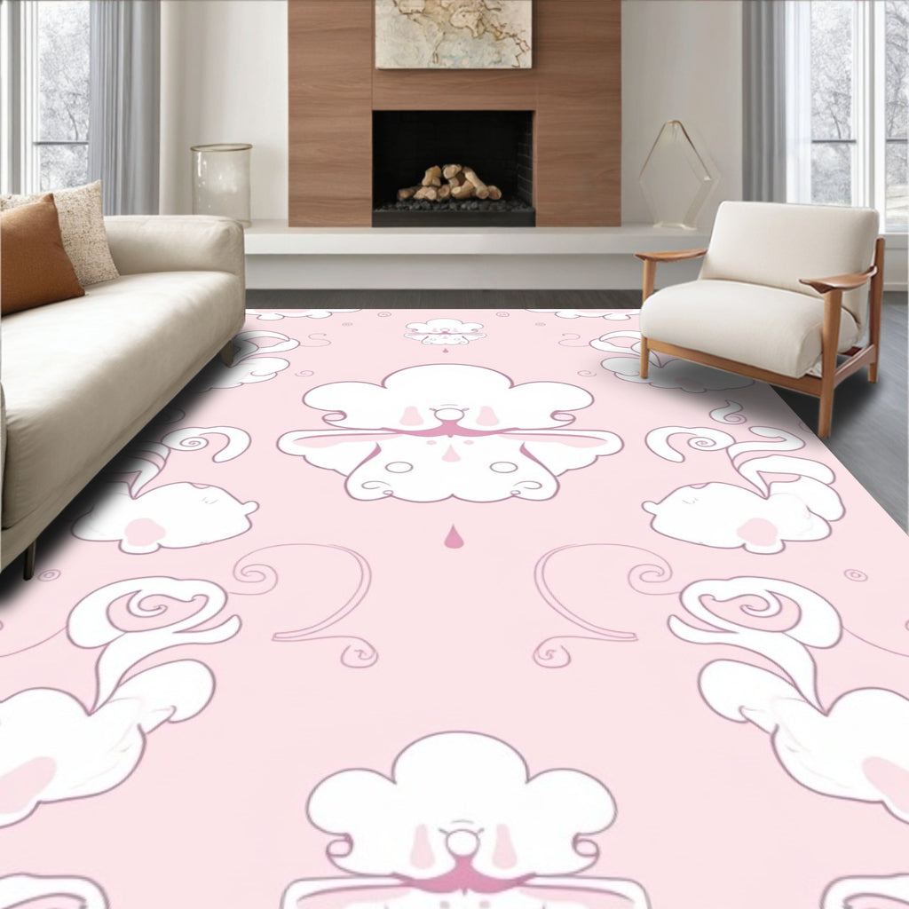 Cute Cloud And Swirl Pattern Rug