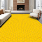 Golden Geometric Honeycomb Pattern Rug