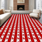 Red White Stripe Butterfly Pattern Rug