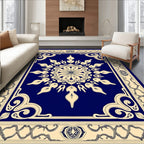 Intricate Floral Medallion Border Design Rug
