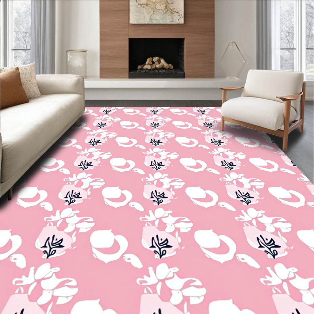 Abstract Floral Pattern With Pink Tones Rug