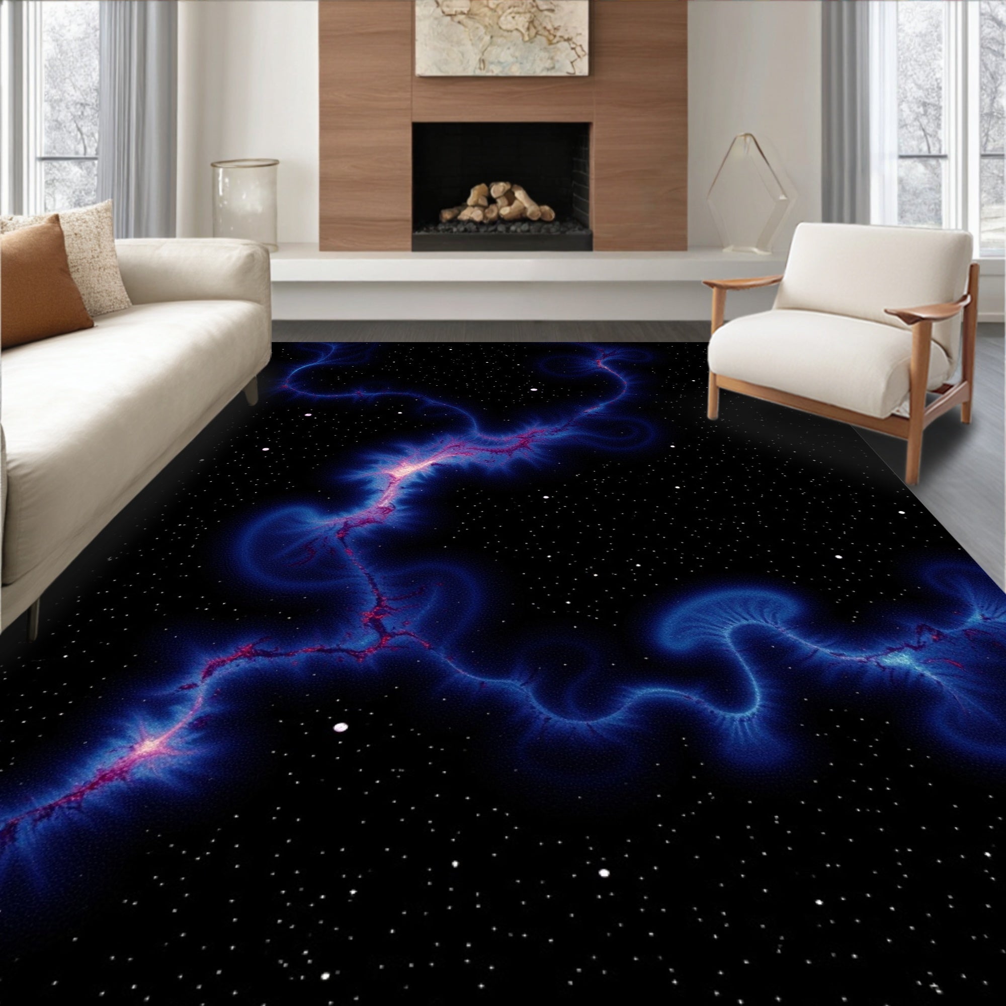 Cosmic Nebula Amethyst Swirl Rug