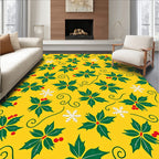 Festive Holly and Snowflakes Pattern Rug