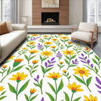 Yellow and Purple Floral Pattern Design Rug