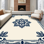 Navy Floral Mandala Pattern Rug