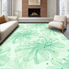 Abstract Floral Whimsical Teal Pattern Rug