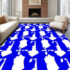 Bold Blue Abstract Geometric Pattern Rug