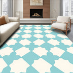 Aqua White Geometric Lattice Design Rug