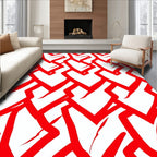 Bold Red Abstract Brushstroke Pattern Rug