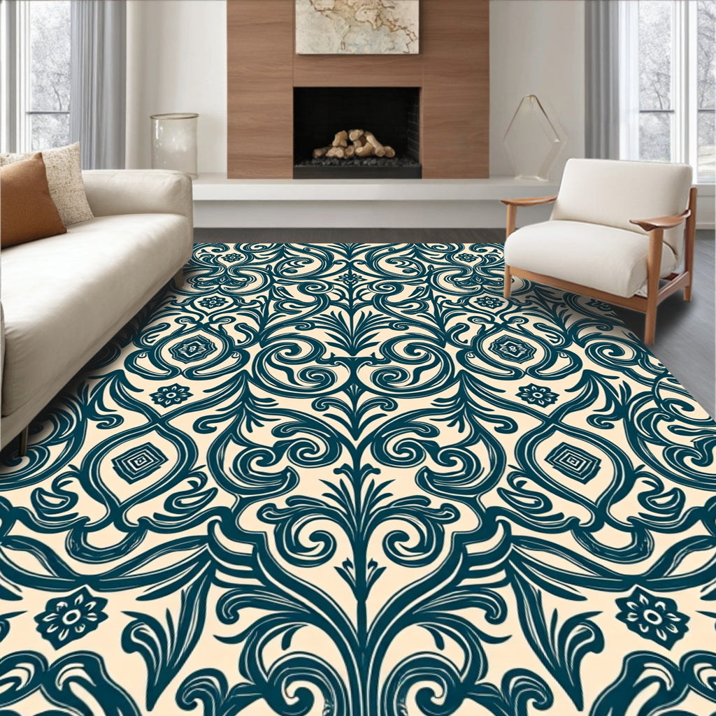 Traditional Scroll Pattern Accent Rug