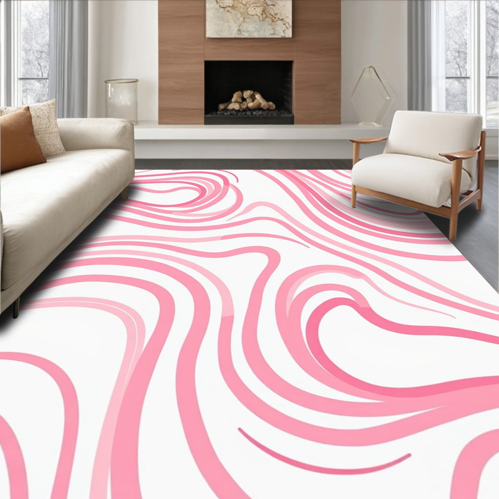Pink Swirl Flow Pattern Rug