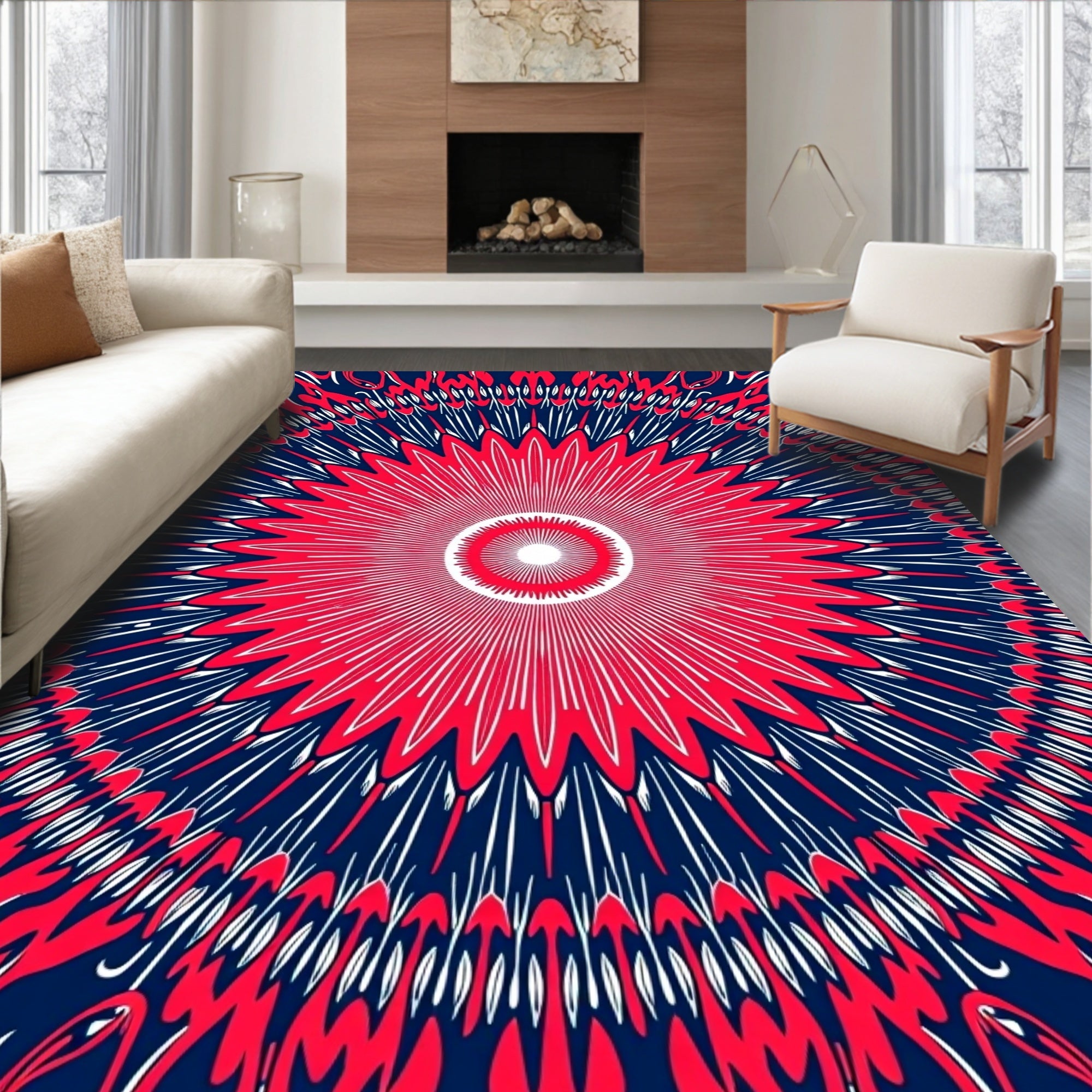 Radiating Starburst Geometric Design Rug