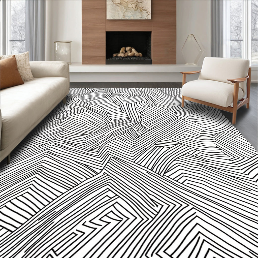 Bold Abstract Linear Flow Rug