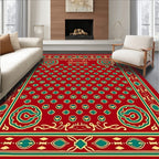 Red Geometric Floral Medallion Design Rug