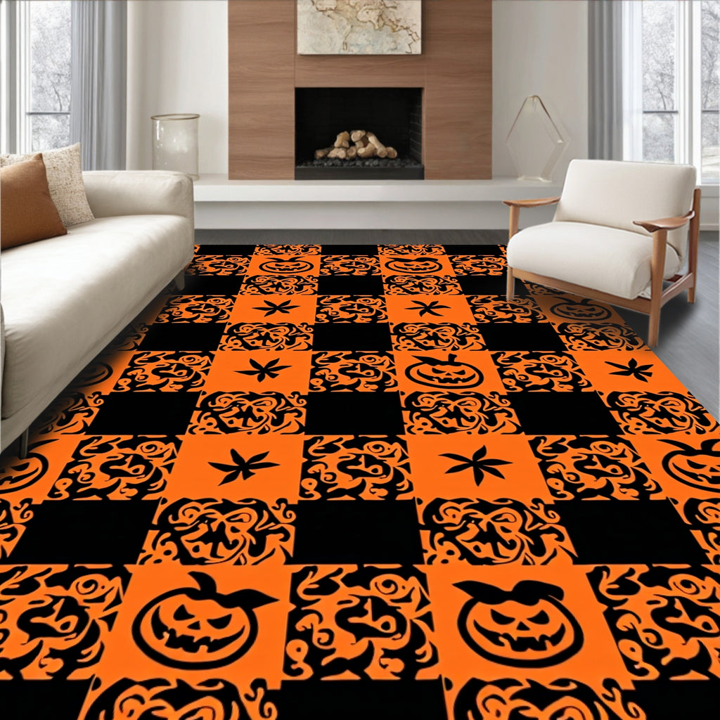 Spooky Jack O Lantern Star Medallion Rug