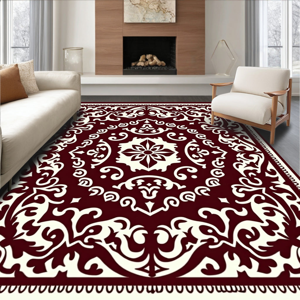 Ornate Swirls Floral Design Rug