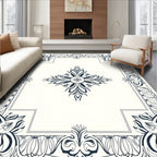 Dark Floral Art Nouveau Patterned Design Rug
