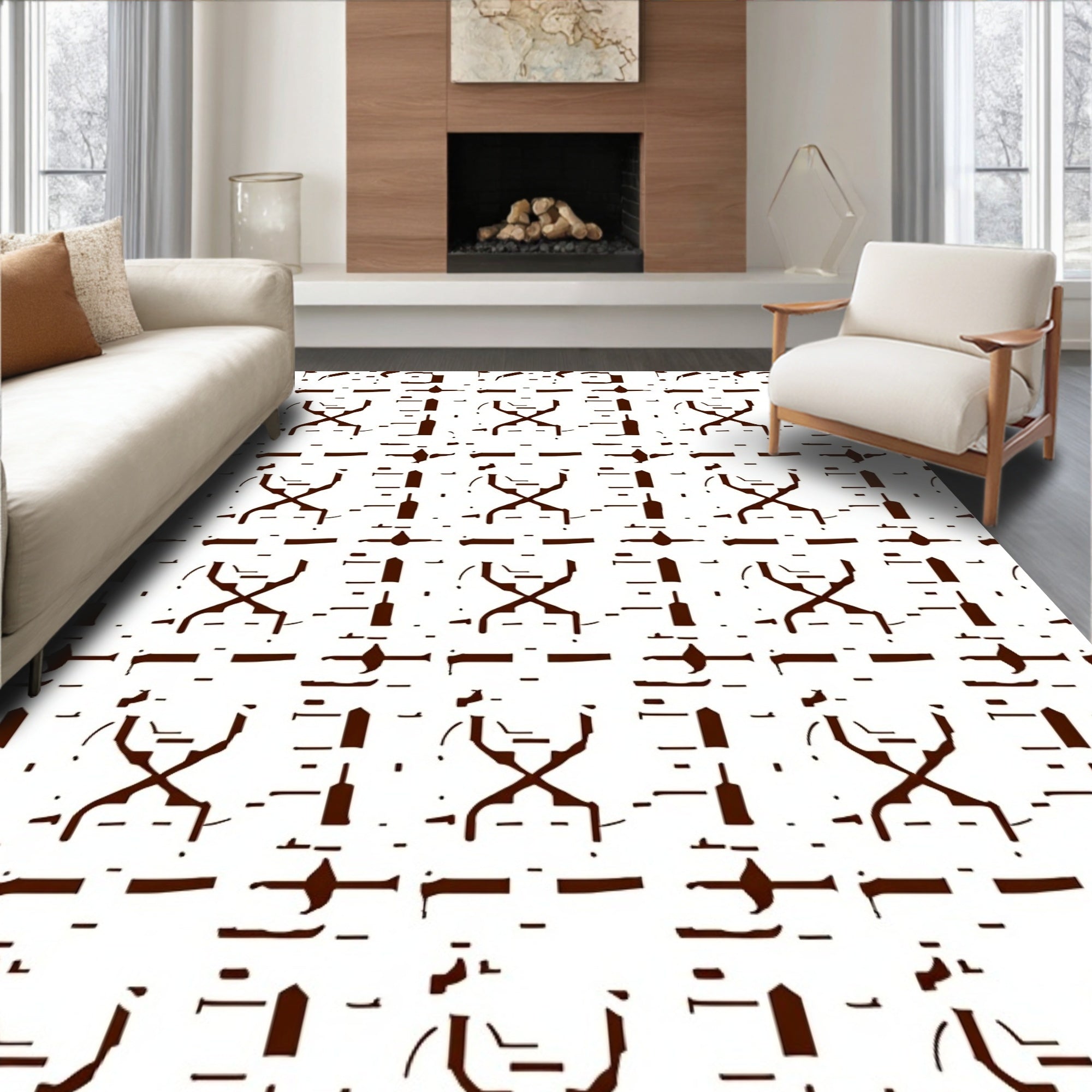 Distinctive Abstract Dark White Pattern Rug