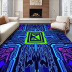 Neon Circuit Board Style Rug
