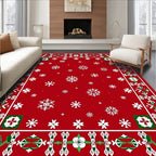 Red Snowflake Festive Pattern Rug