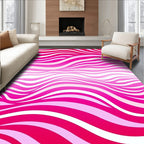 Pink Abstract Wavy Stripes Rug