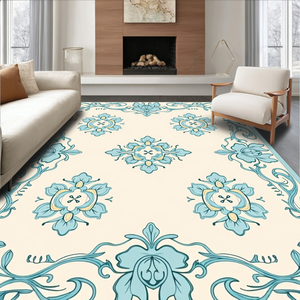 Floral Vine Art Nouveau Pattern Rug