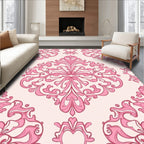 Pink Baroque Floral Pattern Design Rug
