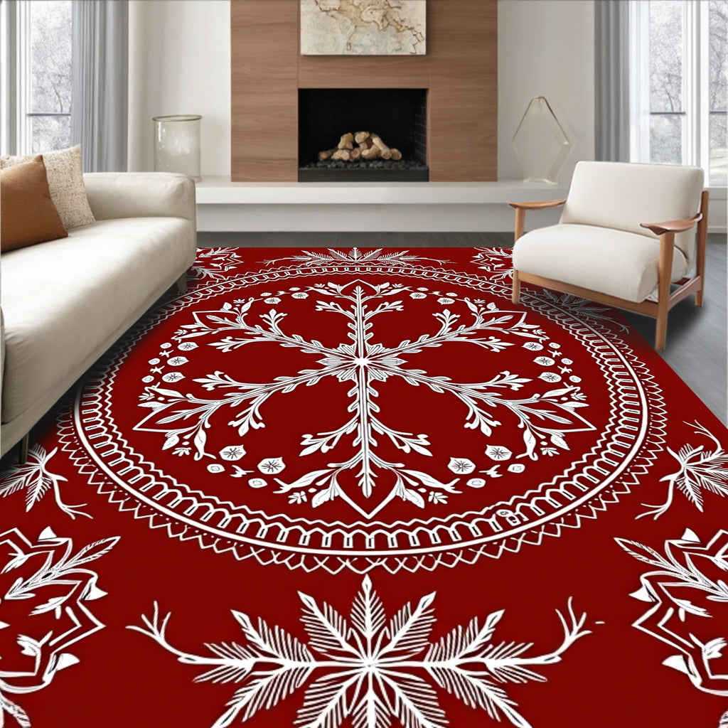 Ornate Floral Starburst Mandala Design Rug