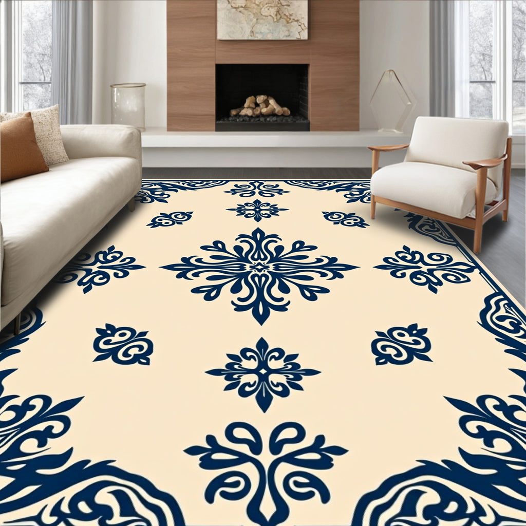 Ornate Scrollwork Floral Pattern Rug