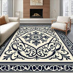 Classic Floral Swirls Border Design Rug