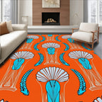Art Nouveau Fan Leaf Pattern Rug
