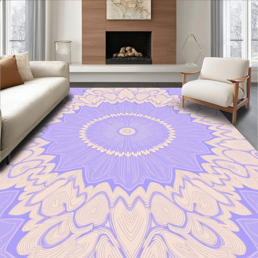 Lavender Cream Mandala Pattern Rug